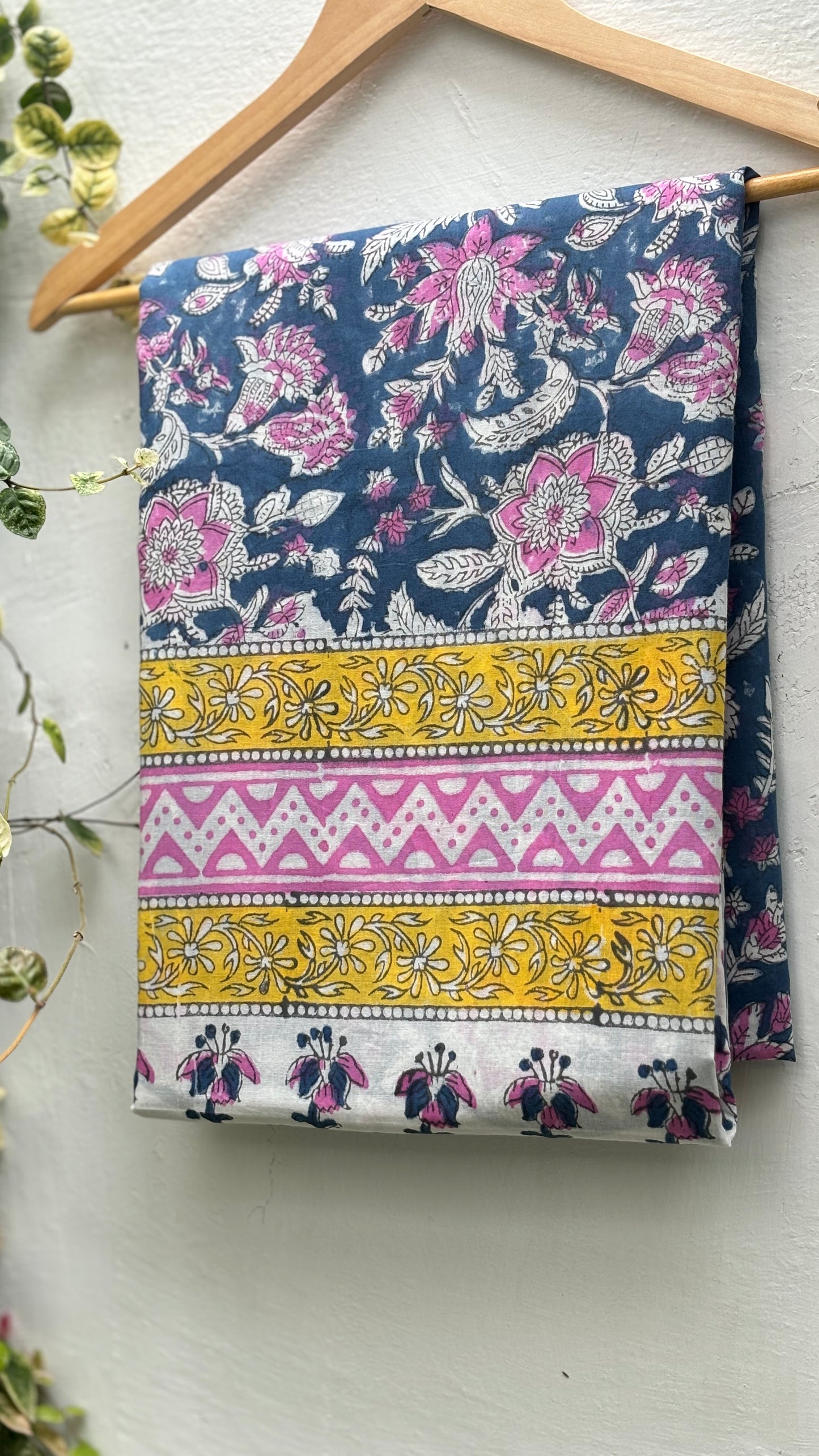 Floral Handblock Printed Mul Cotton Saree