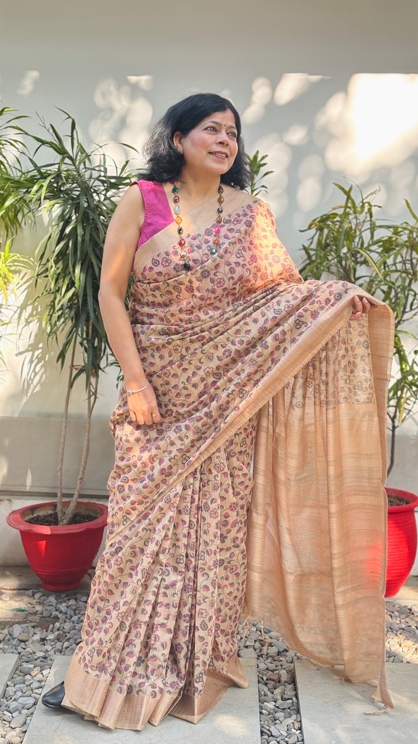 Beige and Pink Floral