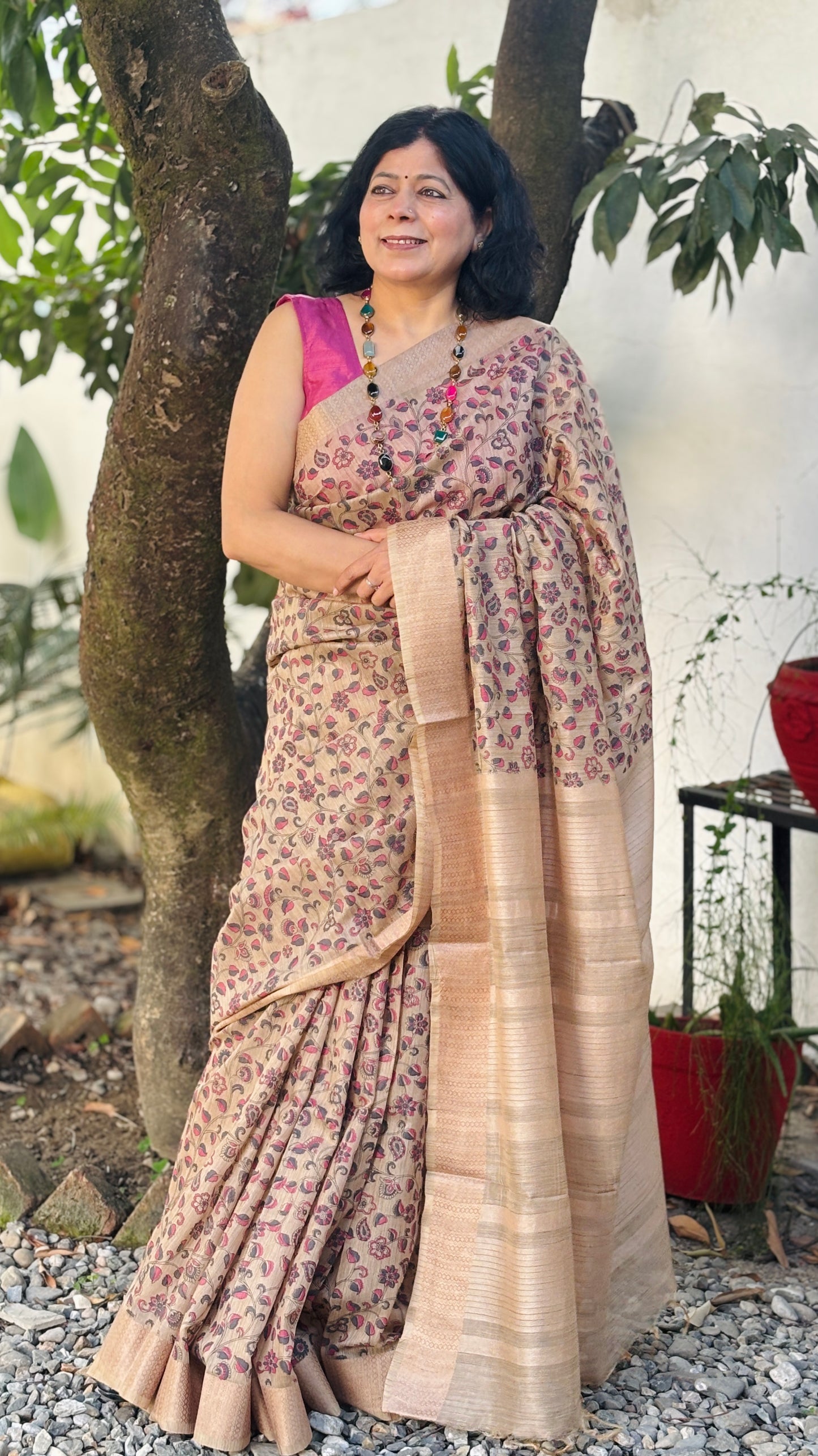 Beige and Pink Floral