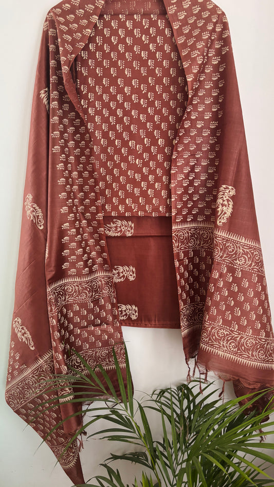 Silk Suit Set - Copper Brown