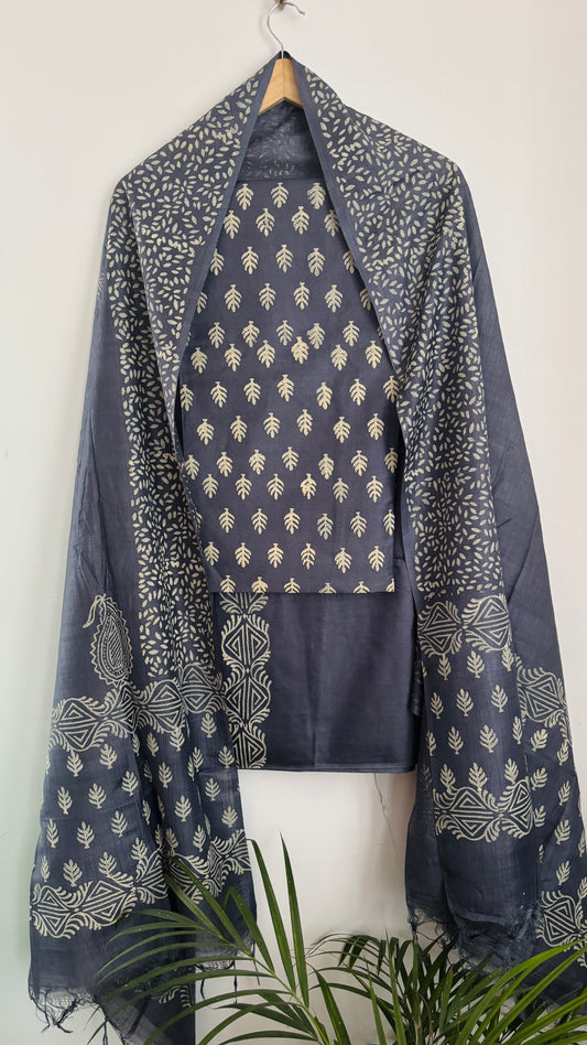 Mulberry Silk Handwoven Suit Set - Grey