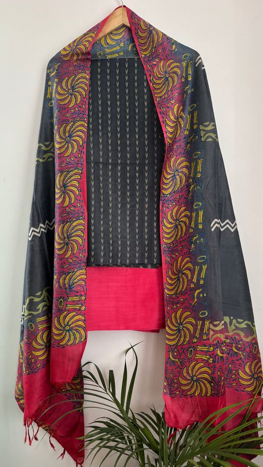 Mulberry Silk Handwoven Suit Set - Dark Grey