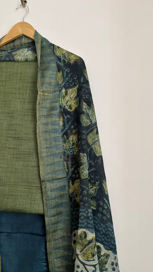 Silk Suit Set - Moss Green