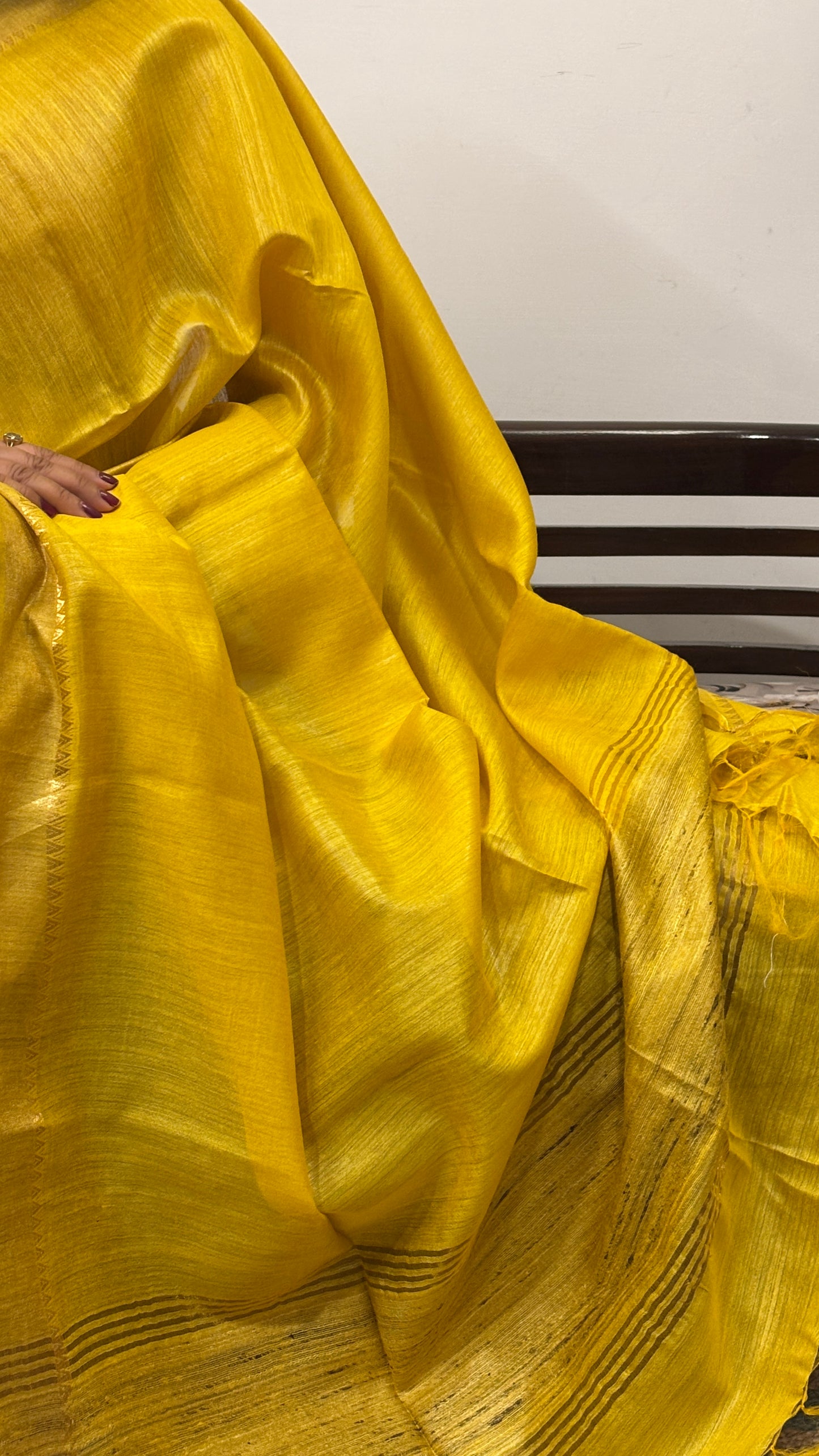 Handwoven Muga Silk Saree - Yellow