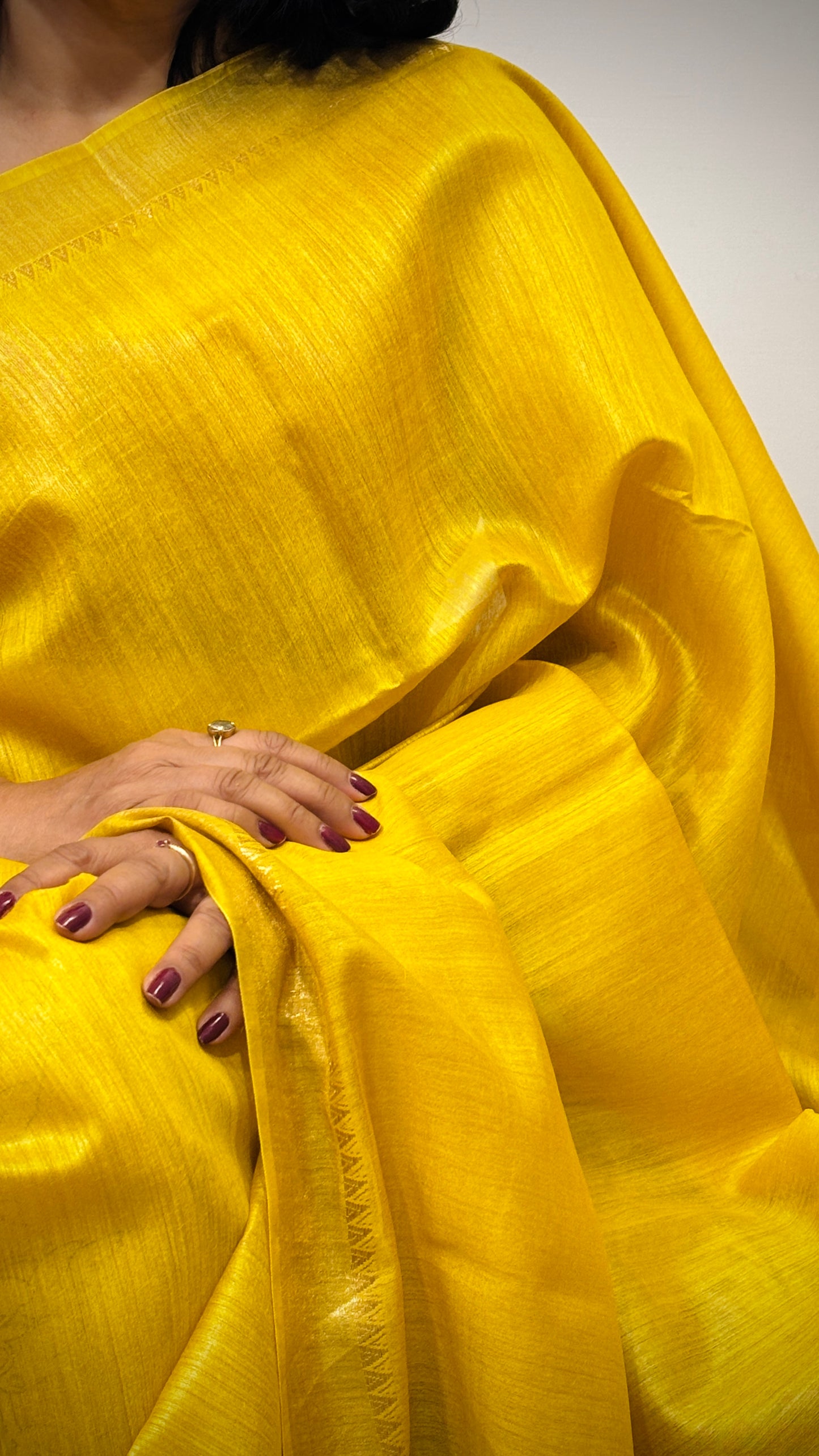 Handwoven Muga Silk Saree - Yellow