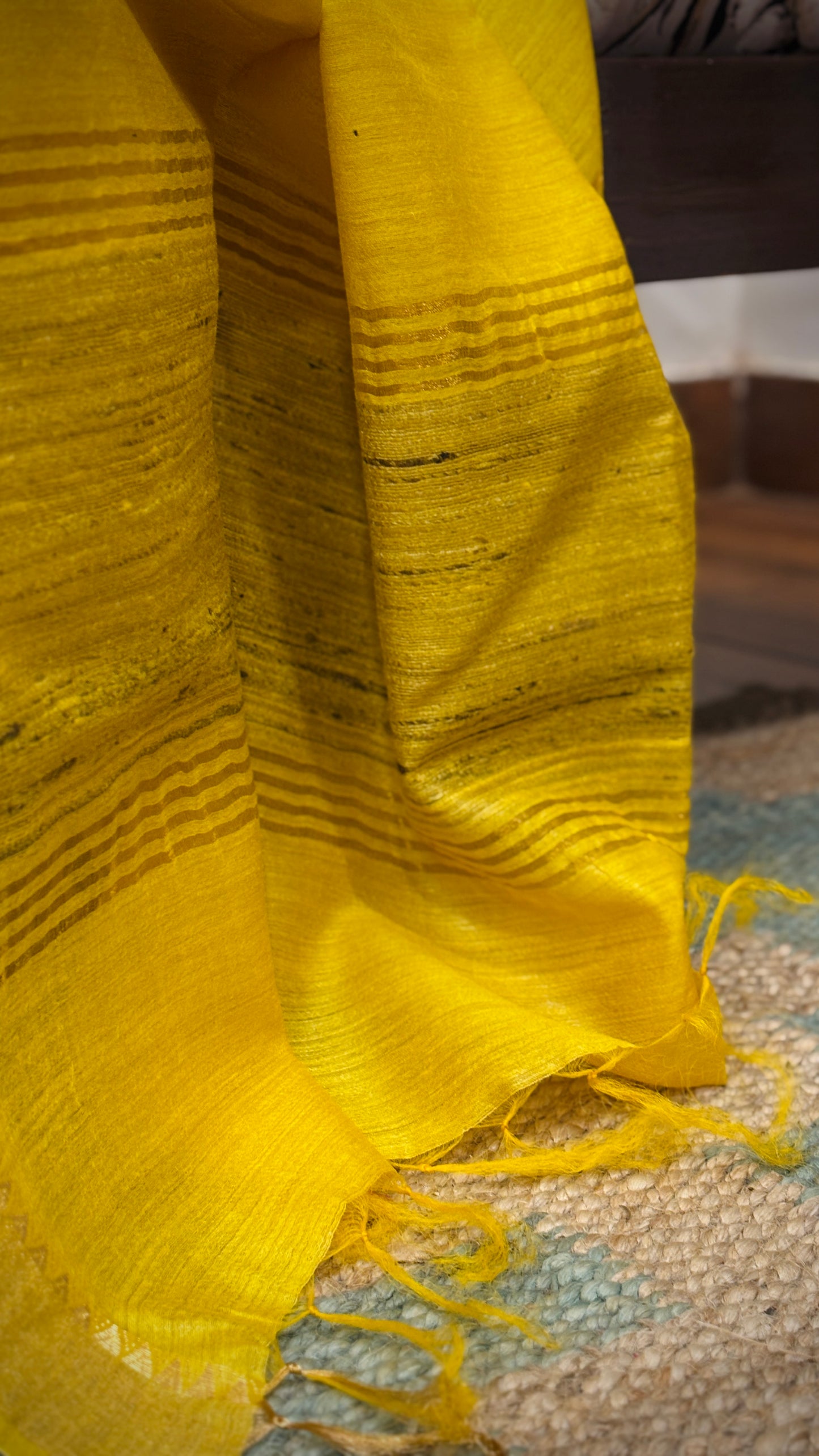 Handwoven Muga Silk Saree - Yellow