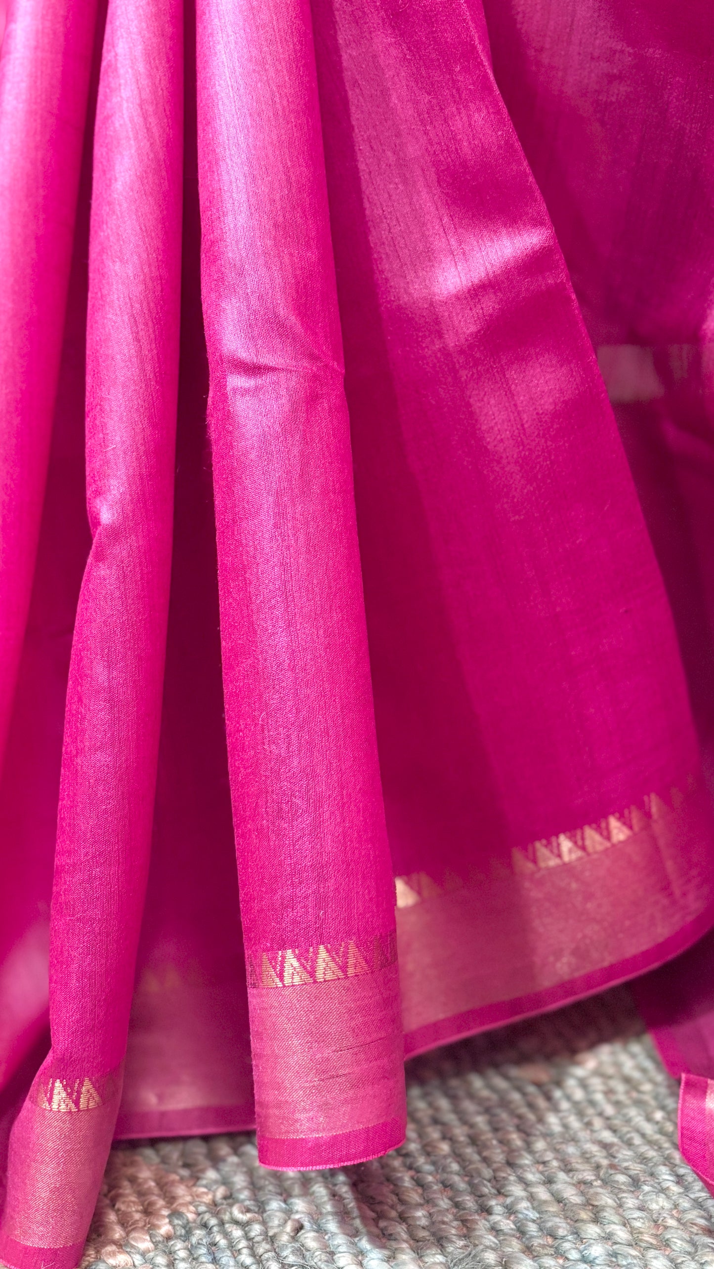 Handwoven Muga Silk Saree - Pink