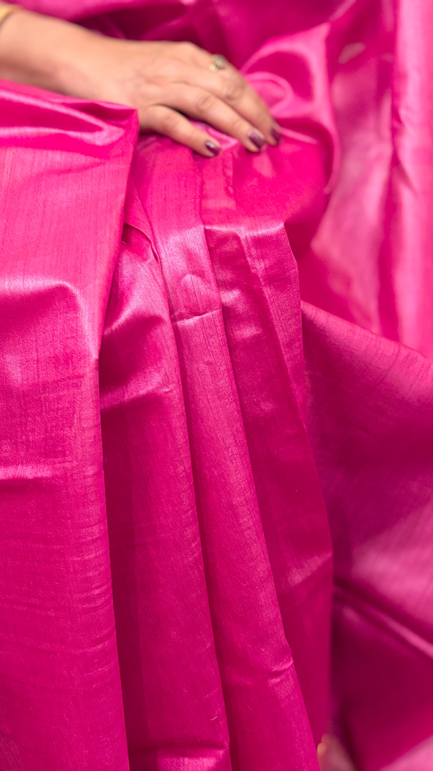 Handwoven Muga Silk Saree - Pink