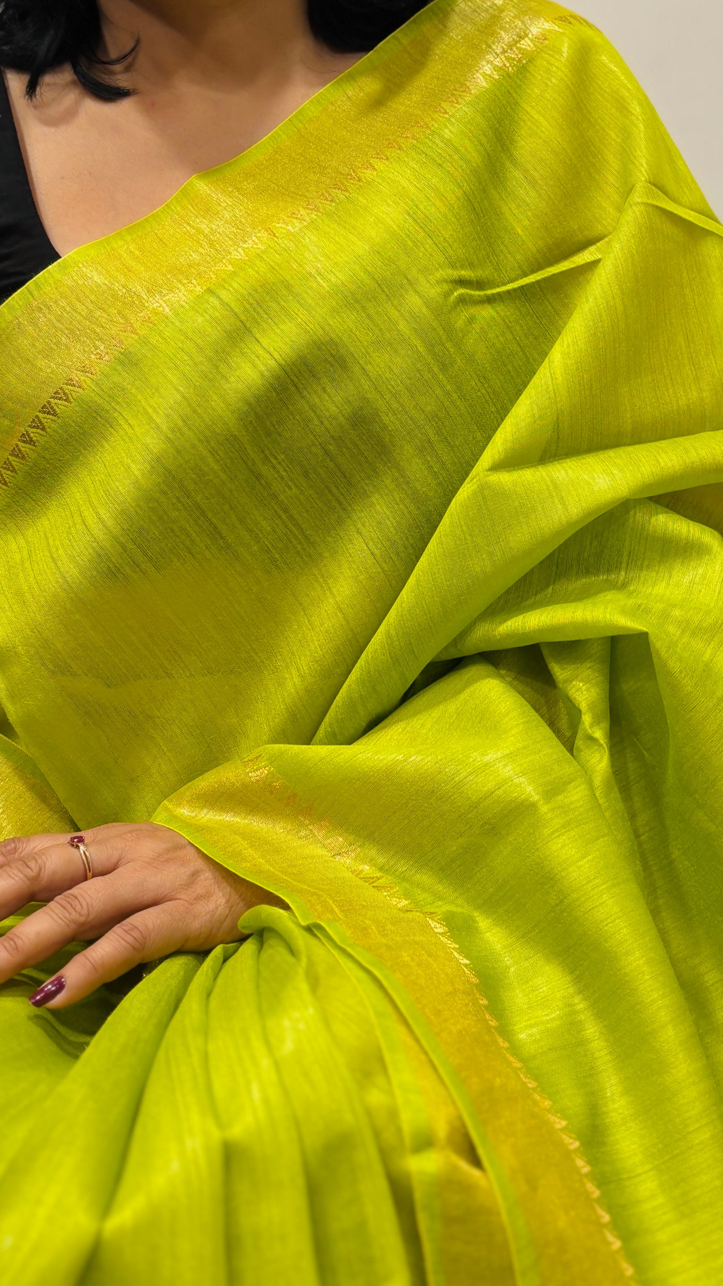 Handwoven Muga Silk Saree - Green